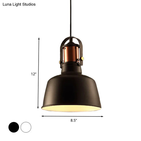 Metallic Barn Ceiling Pendant - Vintage Style 1-Light Restaurant Lamp With 47’ Hanging Cord In