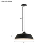 Metallic Black Ceiling Lamp Barn Shade Pendant 10’/14’ Wide – Retro Industrial Hanging Light