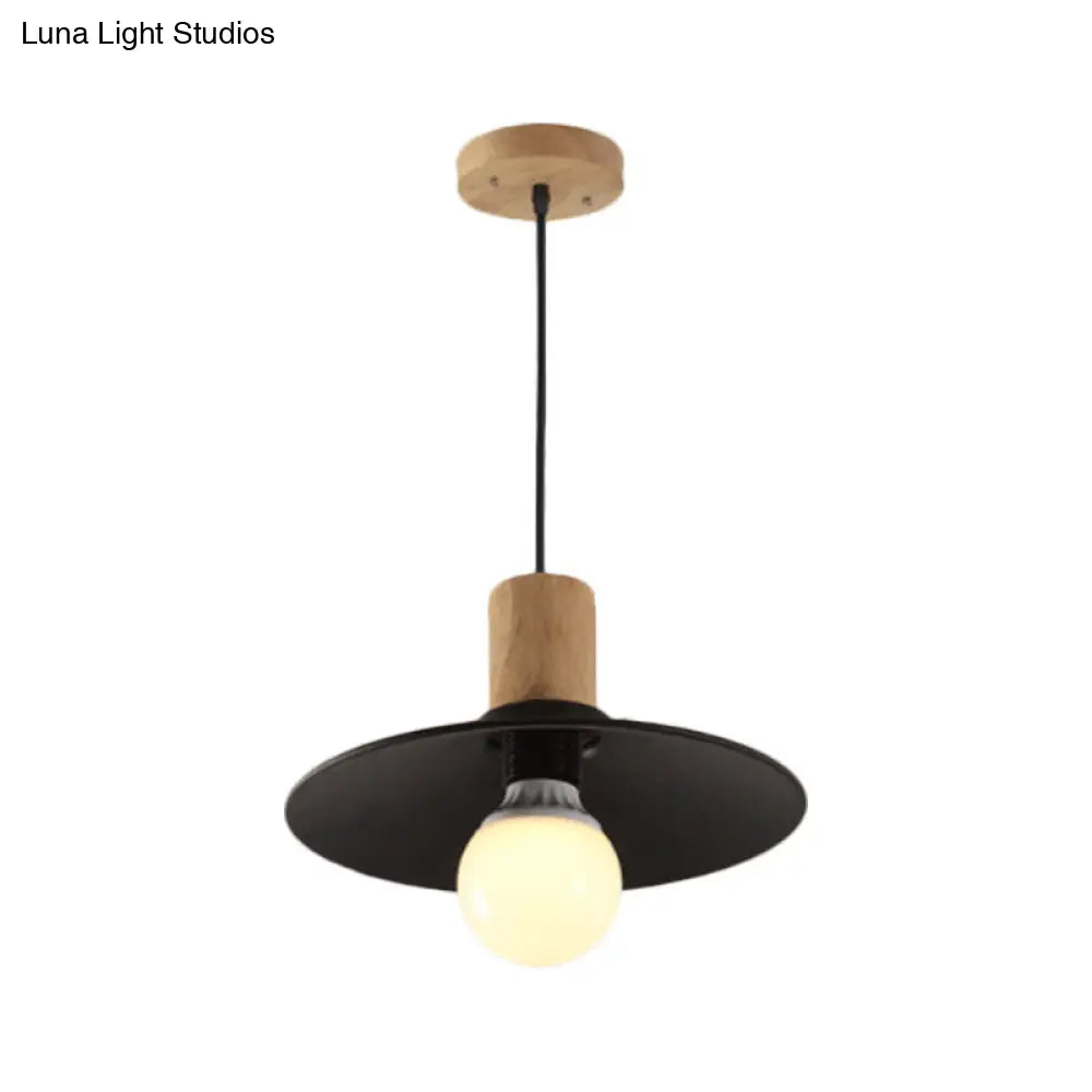 Metallic Black Pendant Lamp With Cone/Saucer Shade And Contemporary Design For Living Room