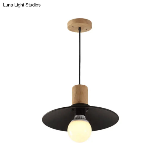 Metallic Black Pendant Lamp With Cone/Saucer Shade And Contemporary Design For Living Room