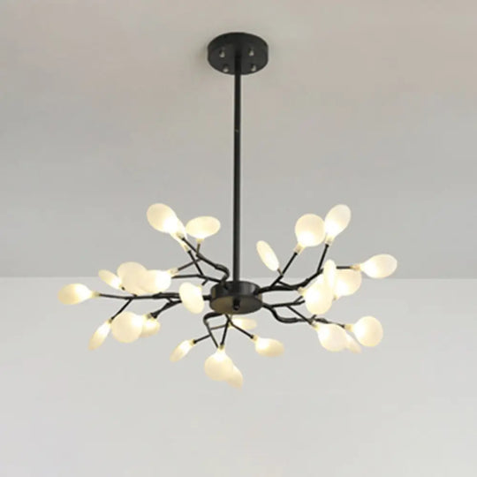 Metallic Branch Chandelier Light Simplicity Led Pendant Fixture For Living Room 30 / Black A