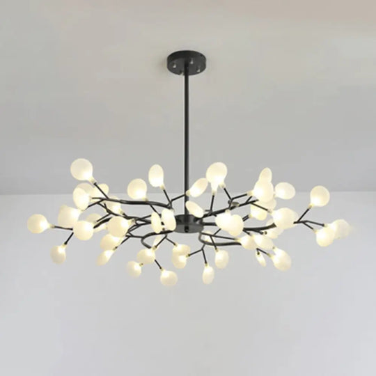 Metallic Branch Chandelier Light Simplicity Led Pendant Fixture For Living Room 54 / Black A