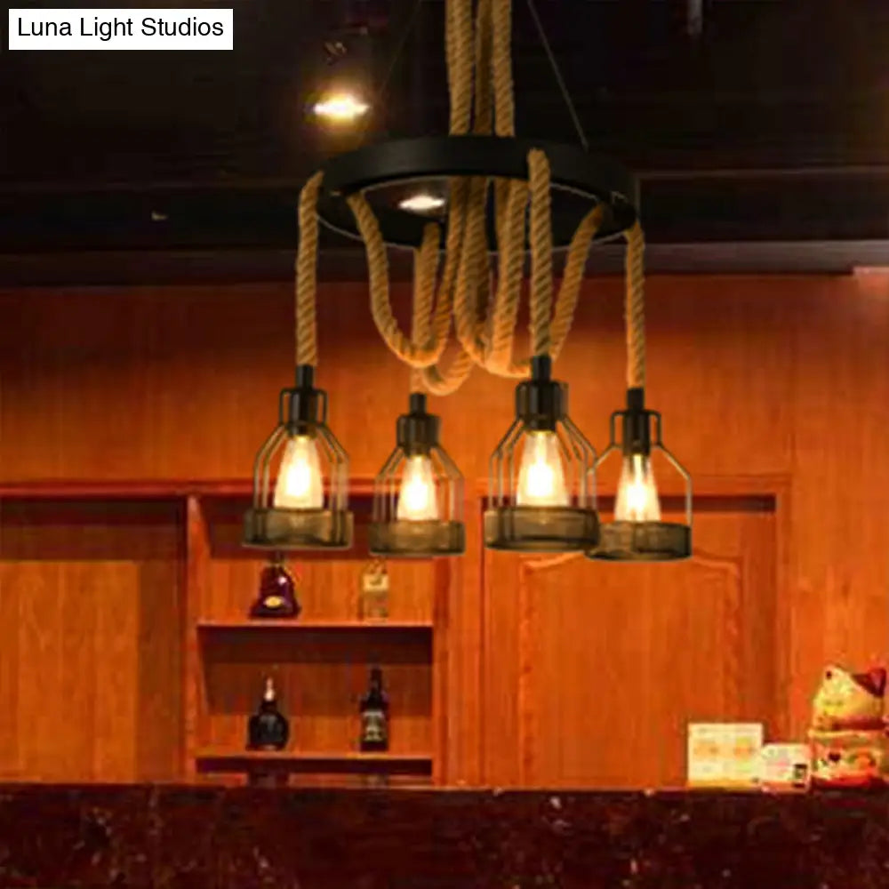 Modern Circular Metallic Chandelier - 4/6/14 Lights In Black Restaurant Ceiling Light Fixture |