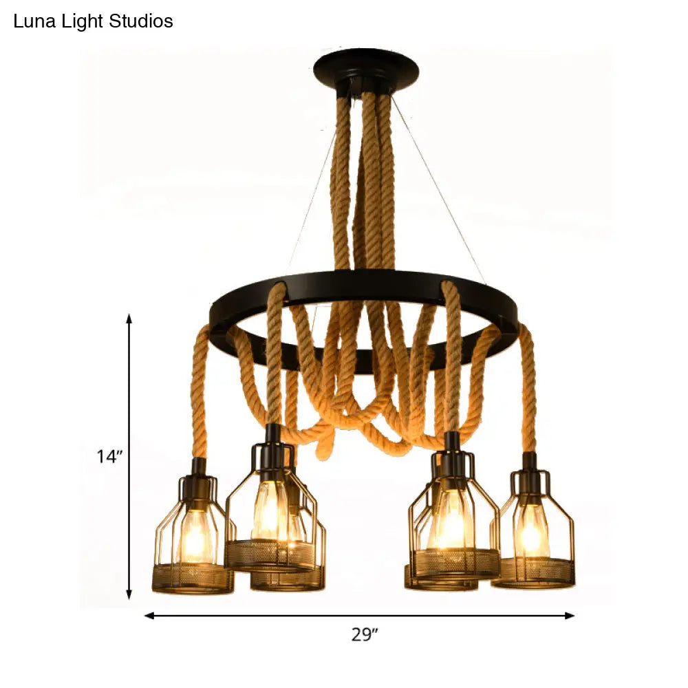 Metallic Chandelier - 4/6/14 Lights Circular Design Black Perfect For Restaurants And Ceilings