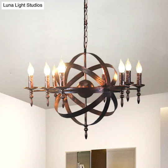 Vintage Cage Chandelier With Metallic Candle Light And 6/8 Heads For Restaurant Ceiling In