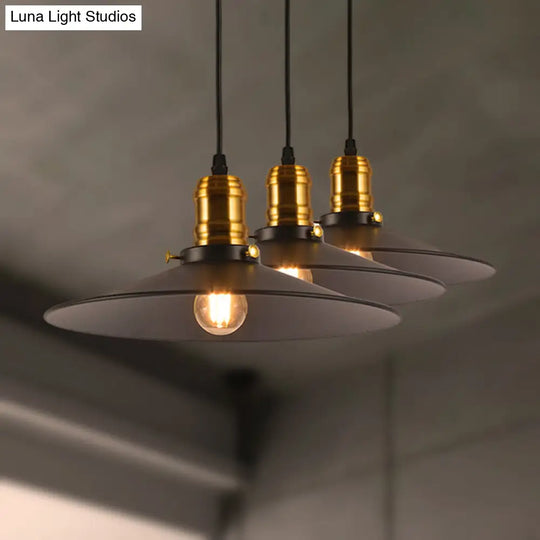 Industrial Style Cone Hanging Light Set - 1/2/3 Pack 8.5/10 Wide 1-Bulb Pendant In Metallic Finish