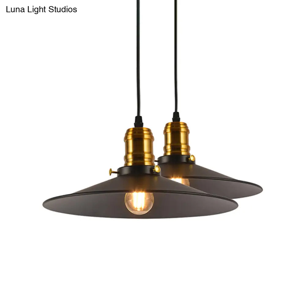 Metallic Cone Hanging Light - Industrial Style Pack Of 1/2/3 8.5’/10’ Wide Black Finish