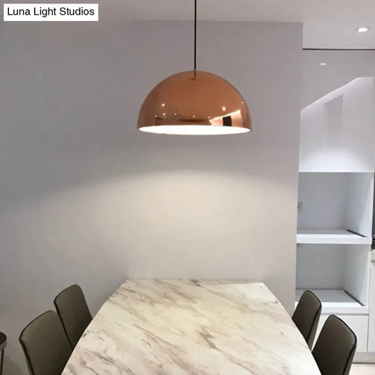 Metallic Dome Pendant Lighting Polished Copper Finish For Kitchen - 10’/12’ Diameter 1 Bulb / 10’