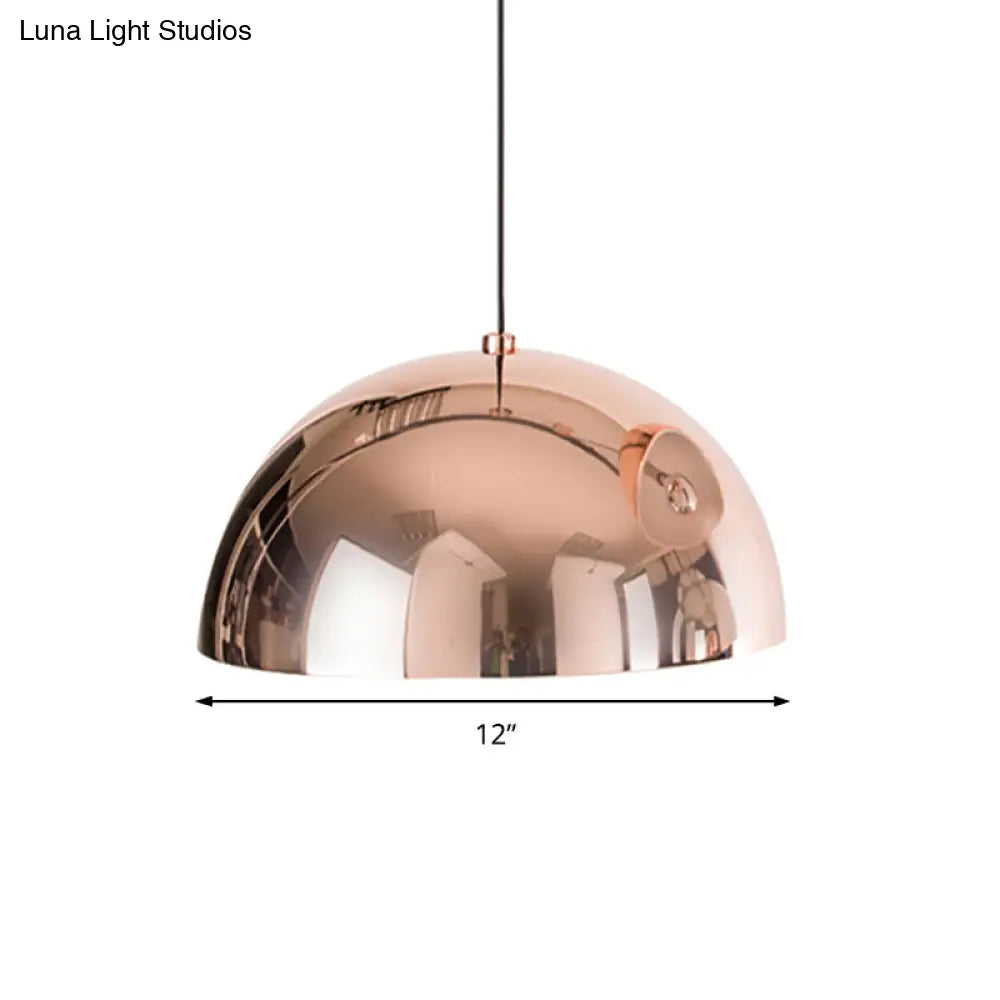 Loft Dome Pendant Lighting 10/12 Dia Polished Copper Ceiling Fixture For Kitchen