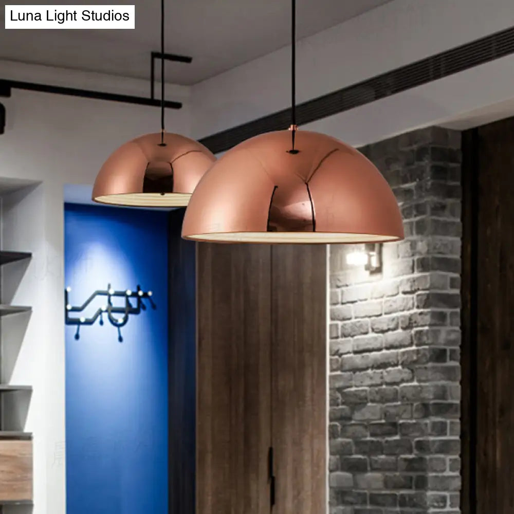 Metallic Dome Pendant Lighting Polished Copper Finish For Kitchen - 10’/12’ Diameter 1 Bulb