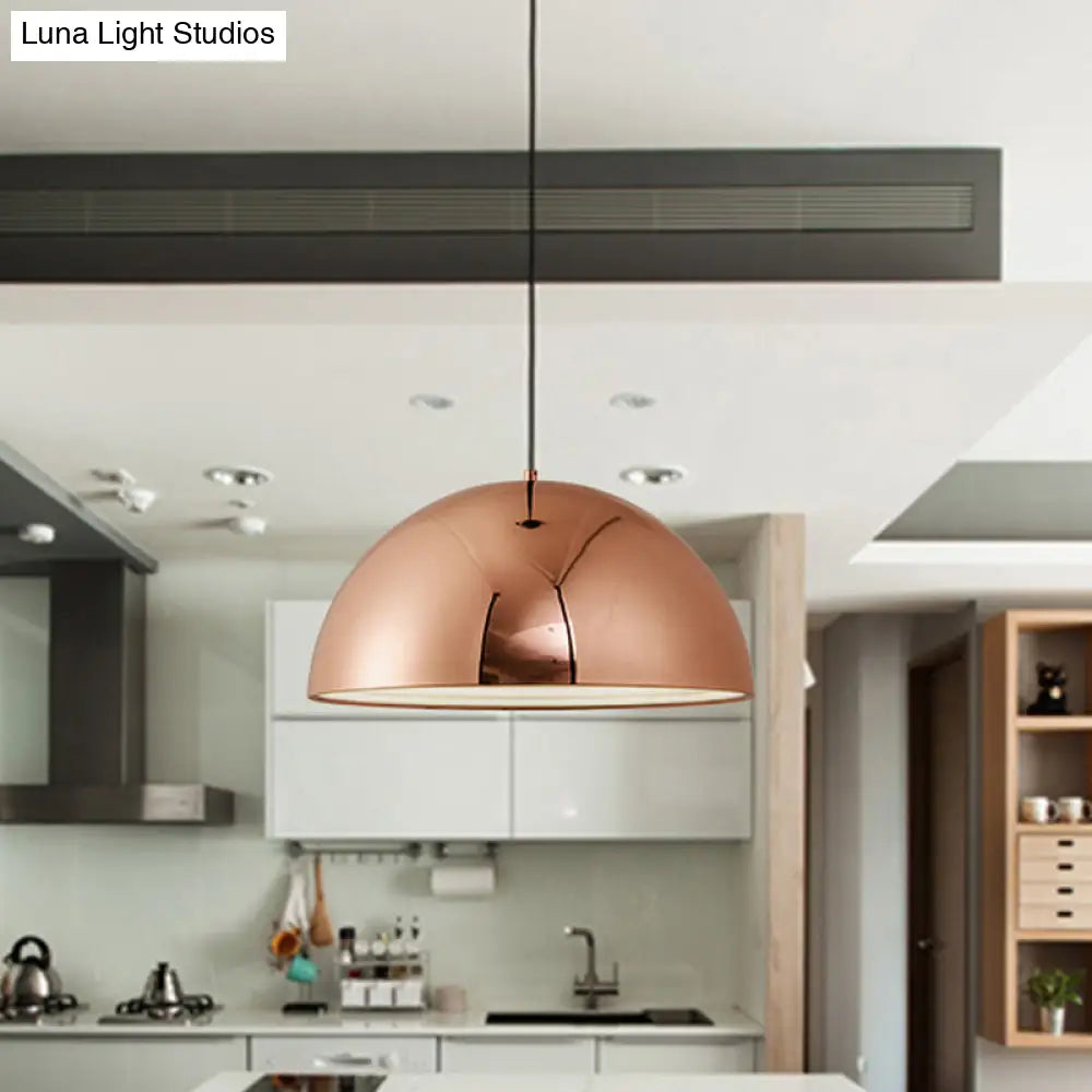 Loft Dome Pendant Lighting 10/12 Dia Polished Copper Ceiling Fixture For Kitchen