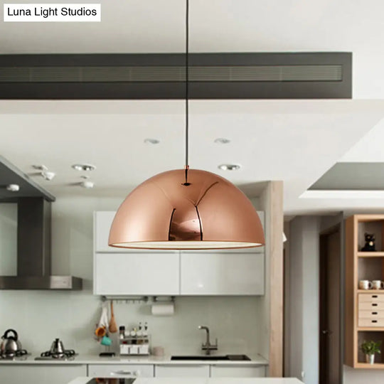 Loft Dome Pendant Lighting 10/12 Dia Polished Copper Ceiling Fixture For Kitchen