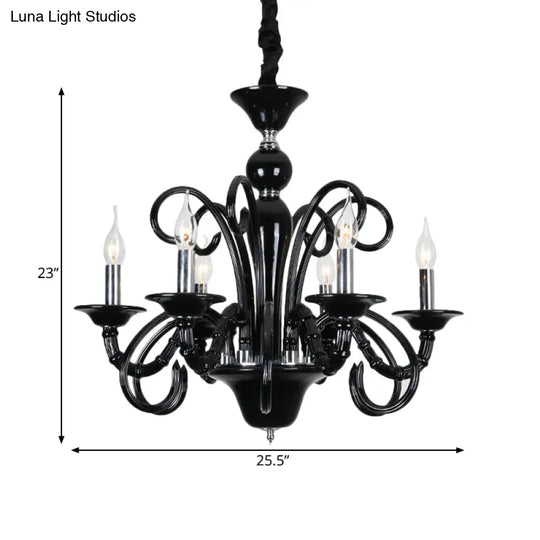 Metallic Hanging Chandelier Light - Industrial Style 6/8 Bulbs Black Finish Suspension For Living