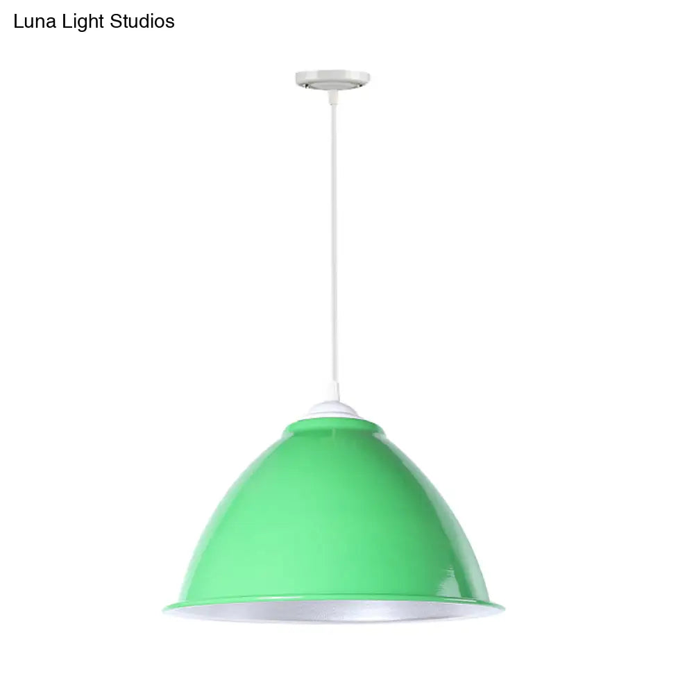 Metallic Industrial Hanging Ceiling Light With Adjustable Cord - 1 Head Pendant Lamp