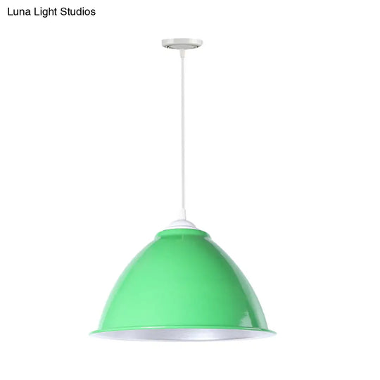 Metallic Industrial Hanging Ceiling Light With Adjustable Cord - 1 Head Pendant Lamp
