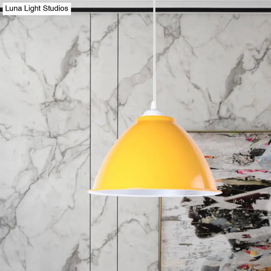 Metallic Industrial Hanging Ceiling Light With Adjustable Cord - 1 Head Pendant Lamp
