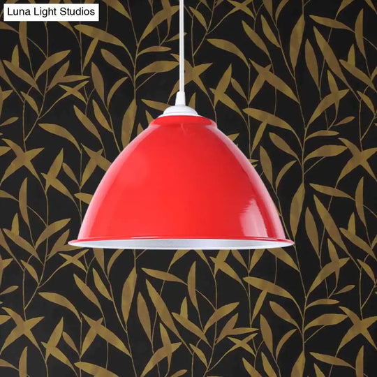 Metallic Domed Hanging Ceiling Light - Industrial Pendant Lamp With Adjustable Cord In