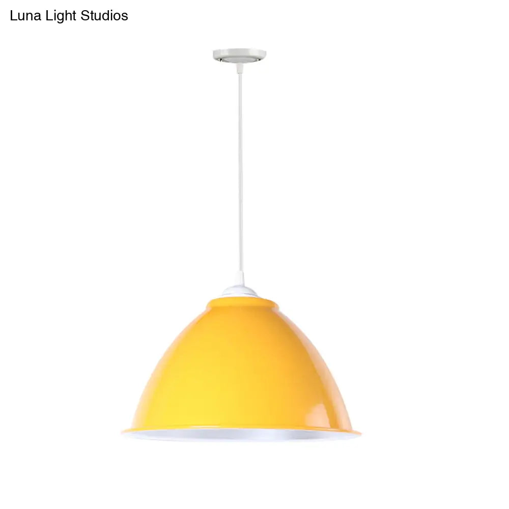 Metallic Industrial Hanging Ceiling Light With Adjustable Cord - 1 Head Pendant Lamp