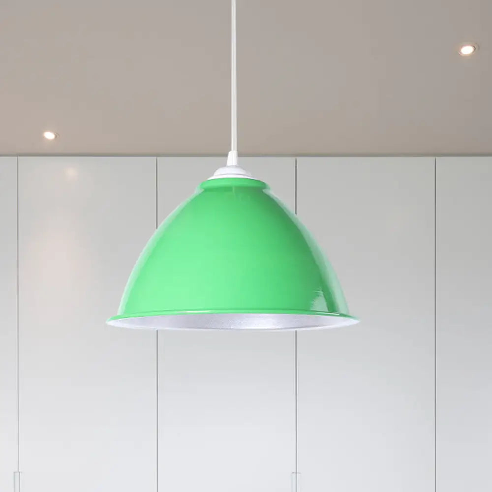 Metallic Industrial Hanging Ceiling Light With Adjustable Cord - 1 Head Pendant Lamp