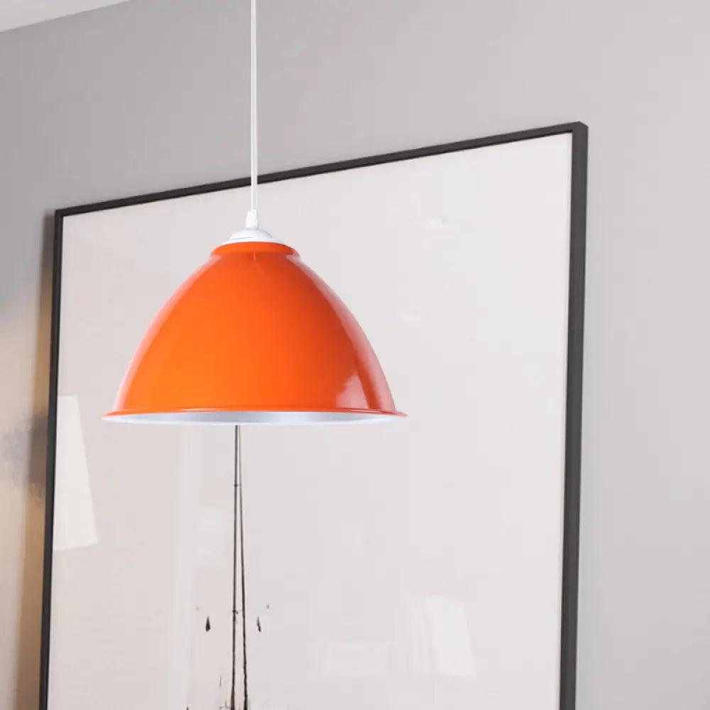 Metallic Industrial Hanging Ceiling Light With Adjustable Cord - 1 Head Pendant Lamp