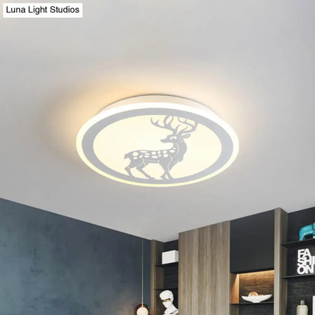 Metallic Led Bedroom Flush Mount Lamp With Moon Star And Heart Designs For Kids’ Rooms