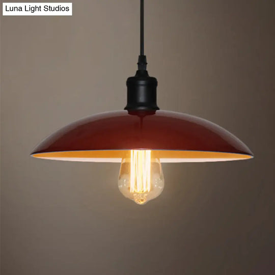 Metallic Loft Style Pendant Lamp With Saucer Shade For Living Room Black/White - 12.5’/16’ W