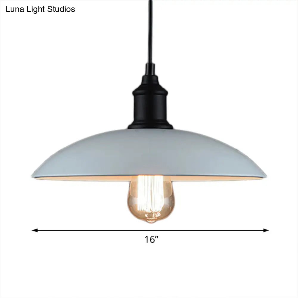 Metallic Saucer Shade Pendant Lighting - Loft Style Hanging Lamp For Living Room In Black/White