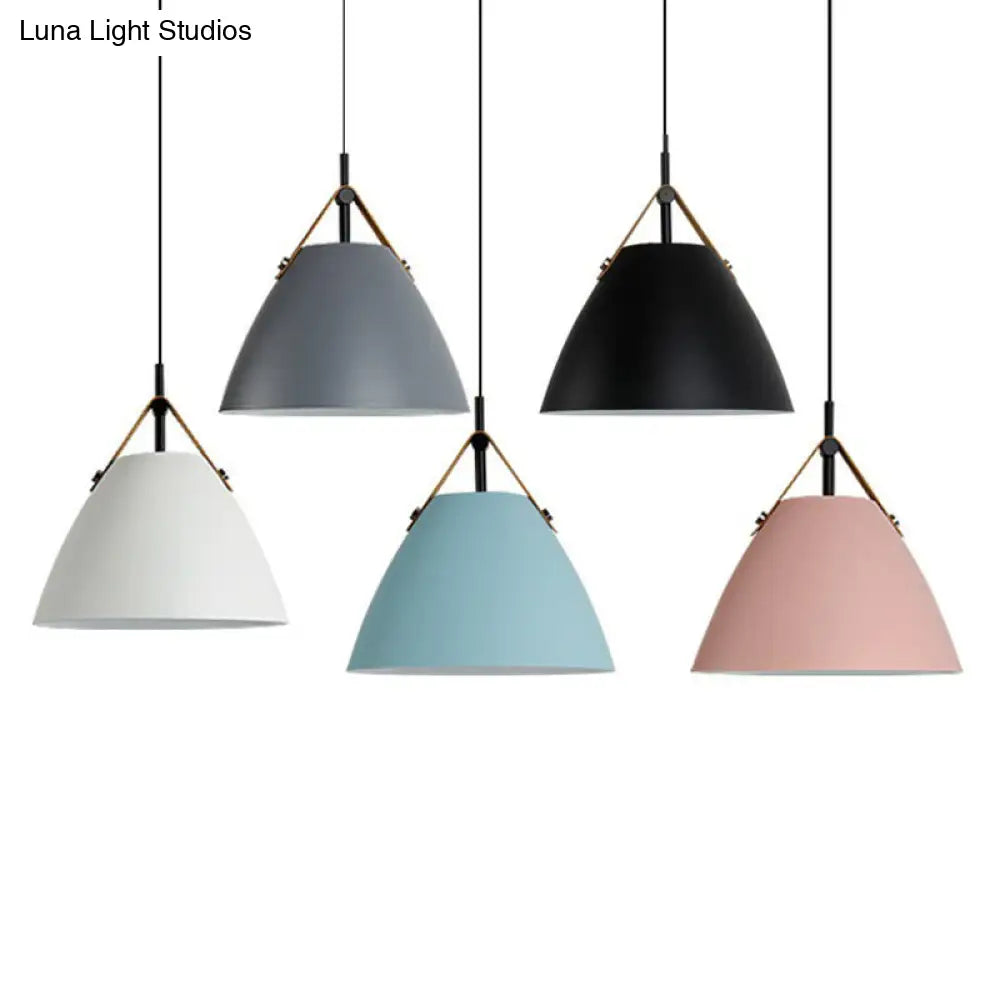 Metallic Macaron Pendant Lamp With Acrylic Diffuser - Dining Room Ceiling Light Black / 10.5