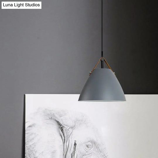 Metallic Macaron Pendant Lamp With Acrylic Diffuser - Dining Room Ceiling Light Grey / 10.5