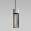 Metallic Minimalist Pendant Light: Caged Dining Room Suspension with Cement Top (Grey) Grey / Tube