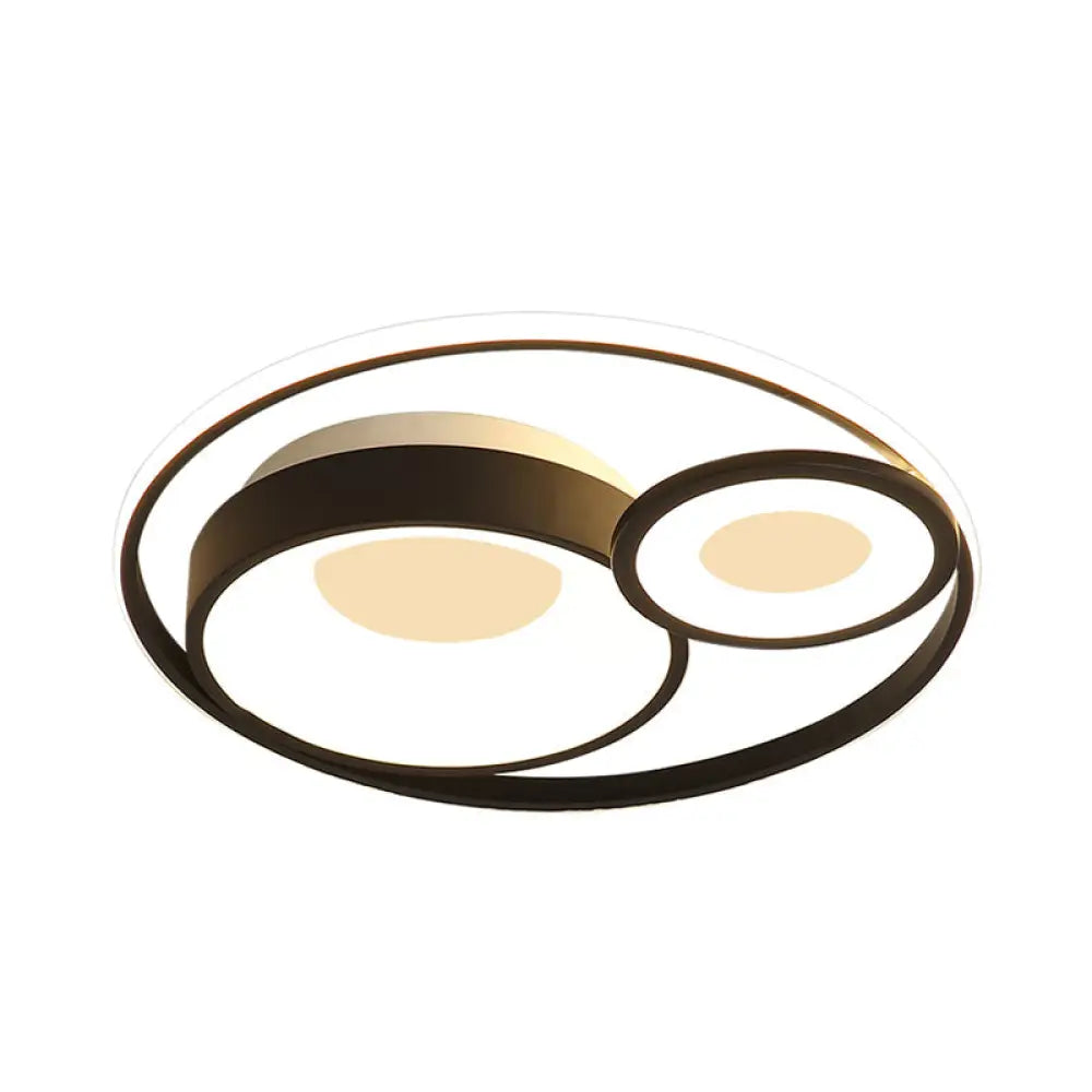 Metallic Nordic Led Flush Mount Ceiling Light - 3 Circles 16/19.5 Wide Warm/White (Black/White)