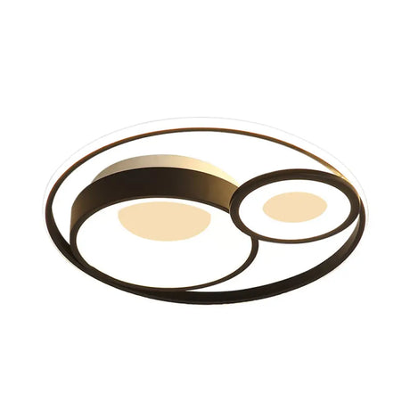 Metallic Nordic Led Flush Mount Ceiling Light - 3 Circles 16/19.5 Wide Warm/White (Black/White)