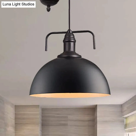 Metallic Pendant Light With Pulley Design - Black Dome Warehouse Style 1 8’/12’ Wide