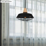 Metallic Retro Style Ceiling Hanging Pendant Light With Barn And Wire Guard 1 Head Black 3 Sizes