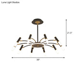 Metallic Tube Hanging Chandelier - Retro 6/8/10-Head Black-Gold Warm/White Suspension Lighting