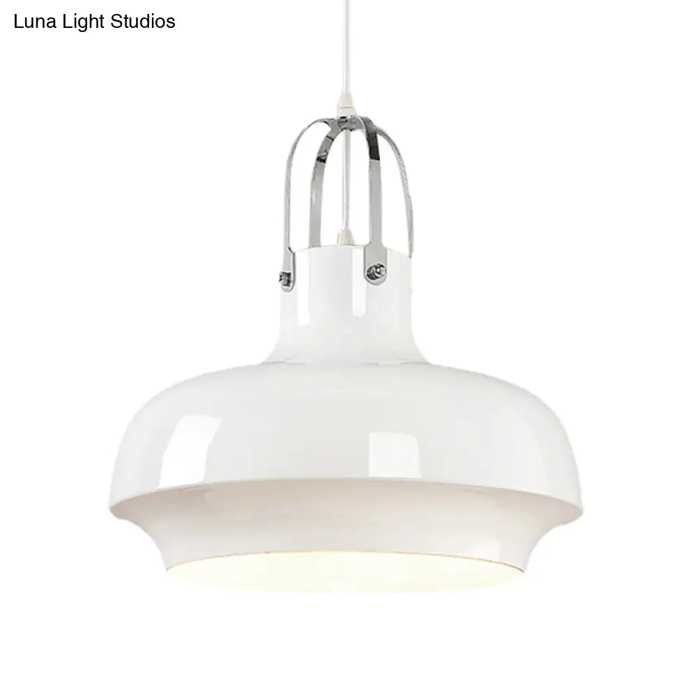 Industrial Metallic Urn Pendant Light In White/Black 10/16/19 W