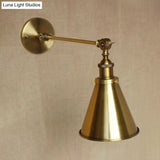 Metallic Vintage Brass Wall Sconce With Tapered Shade - Indoor Lighting (8/12 Diameter)