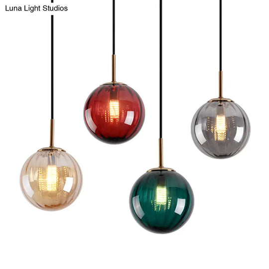 Mid-Century Brass Glass Pendant Light Kit - Restaurant Drop Design