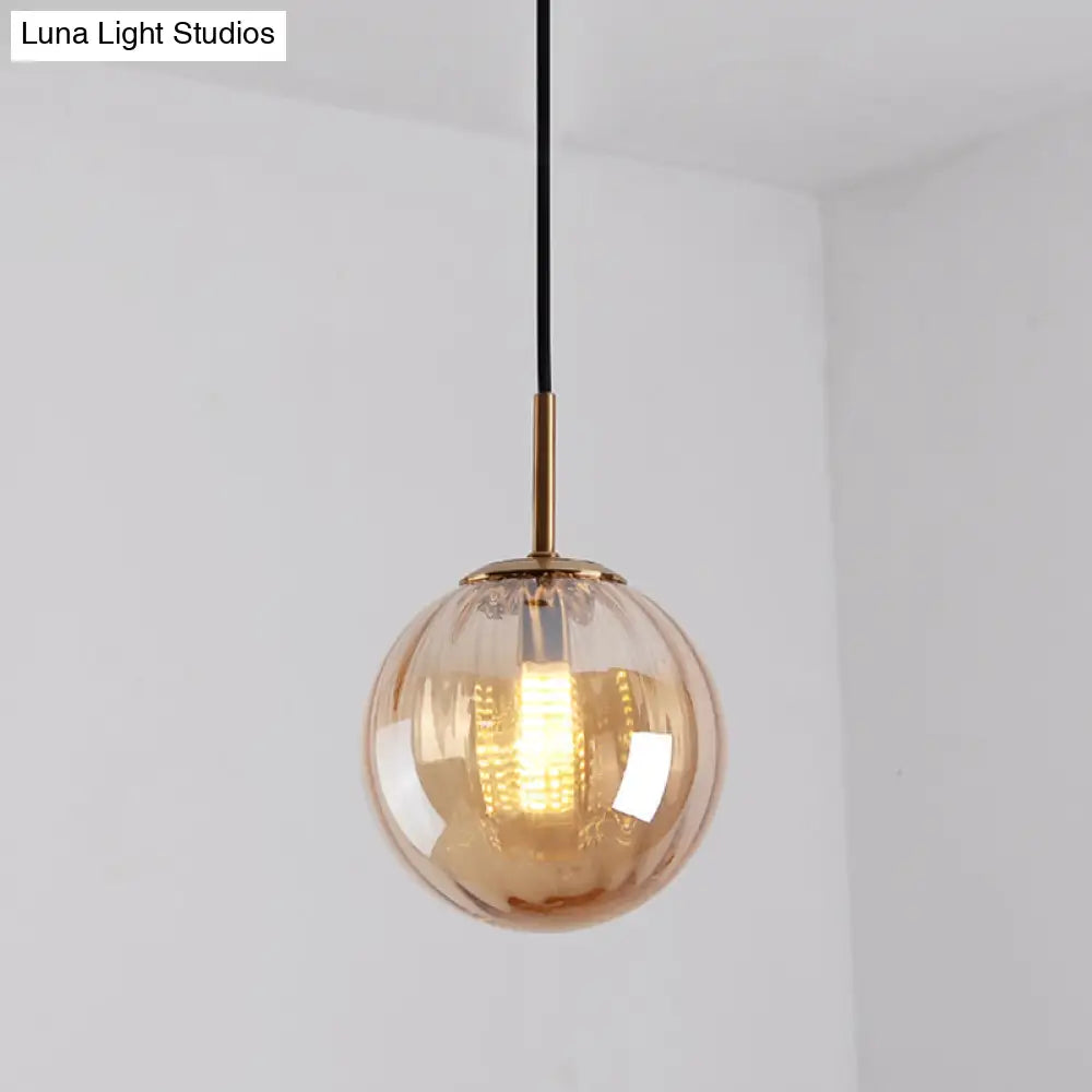 Brass Pendant Light Kit - Mid-Century Glass 1-Light Restaurant Drop Cognac / 6