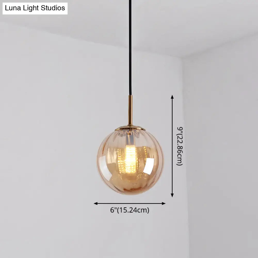 Brass Pendant Light Kit - Mid-Century Glass 1-Light Restaurant Drop