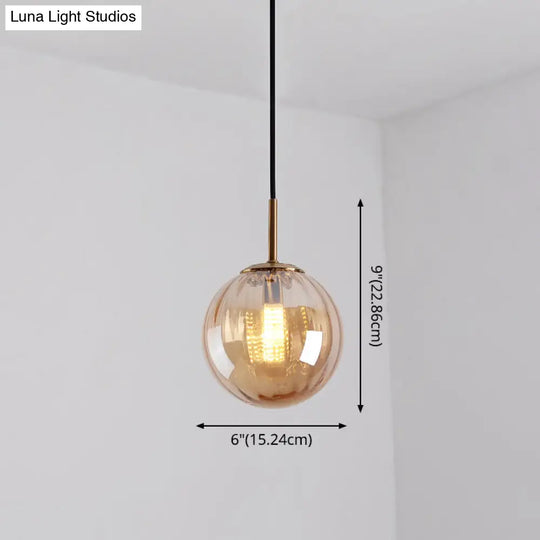 Brass Pendant Light Kit - Mid-Century Glass 1-Light Restaurant Drop