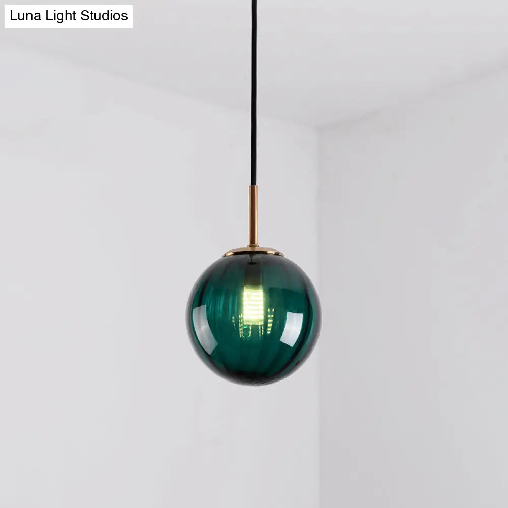 Brass Pendant Light Kit - Mid-Century Glass 1-Light Restaurant Drop Green / 6