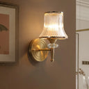 Mid-Century Crystal Ribbed Wall Mounted Lamp - Brass Flush Sconce For Living Room 1 /