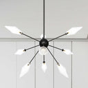 Mid-Century Diamond Shade Chandelier - Amber/Clear Ribbed Glass 9/12/15 Lights Living Room Pendant