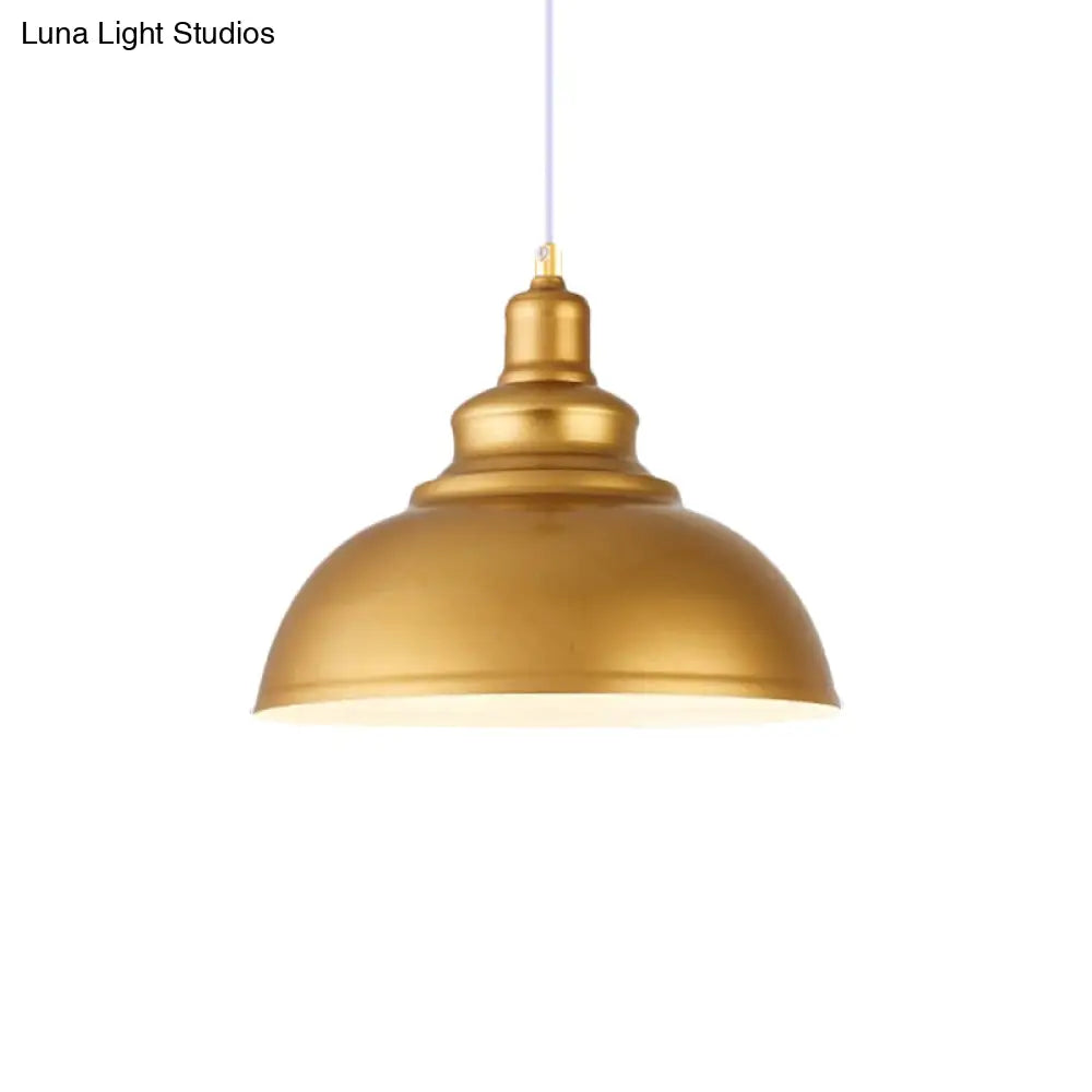 Mid-Century Gold Finish Metal Ceiling Pendant Light - 1 Head With Adjustable Cord 3 Sizes