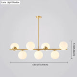 Mid-Century Gold Glass Pendant Lighting - 7 Light Spherical Island Ceiling For Dining Table