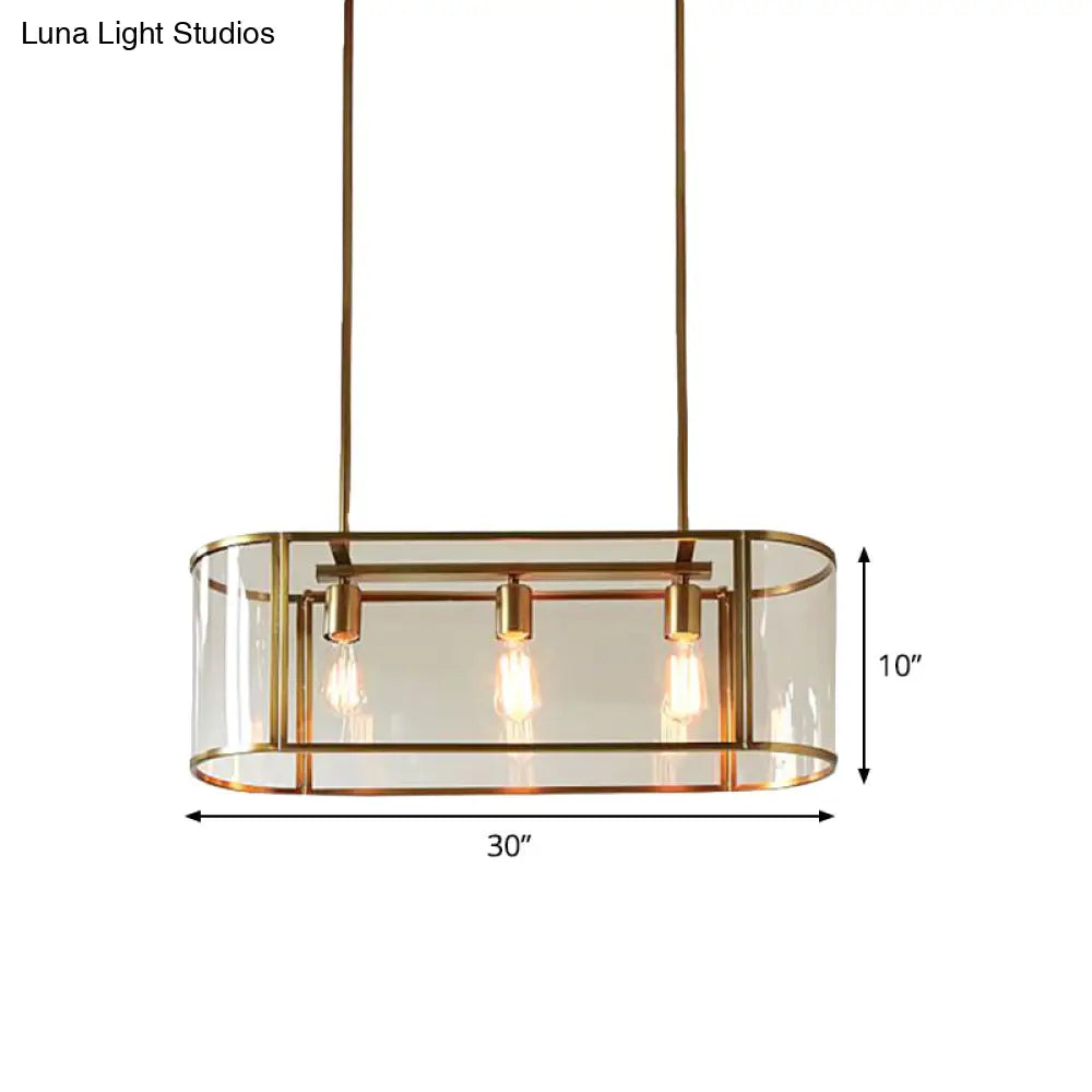 Mid Century Gold Translucent Glass Pendant Light - 3 Head Suspended Fixture