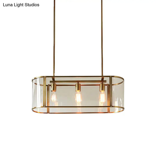 Mid Century Translucent Glass 3-Light Pendant Ceiling Fixture With Gold Finish