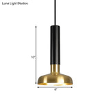 Mid Century Led Torch Metal Pendant Ceiling Lamp - Black-Gold For Kitchen Dinette