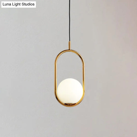 Mid-Century Modern White Glass Hanging Pendant Light For Bedroom - 1-Light Fixture